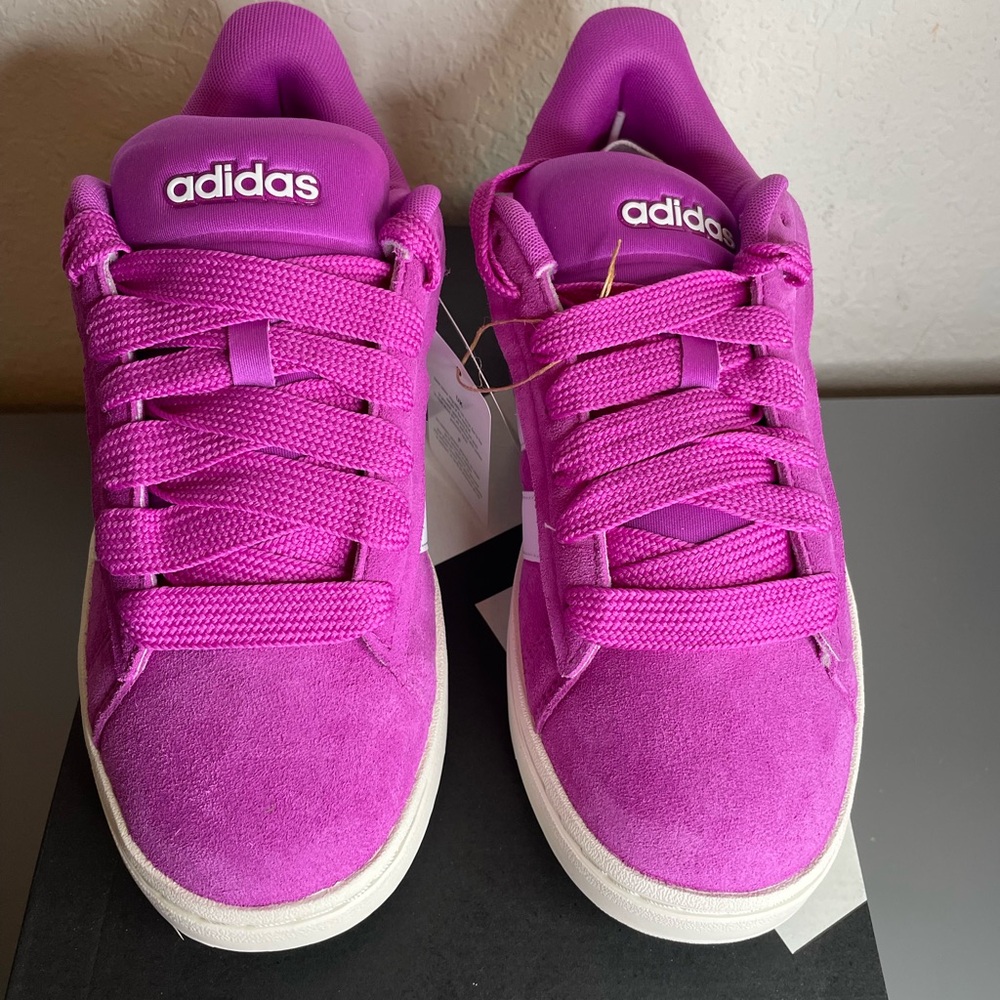 adidas Women's Bright Pink Suede Lace-Up Sneakers